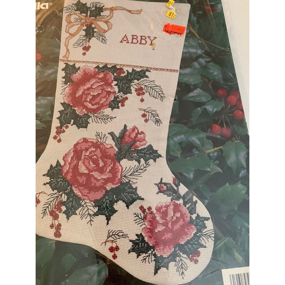Bucilla Christmas Roses 16 Inch Stocking Cross Stitch Kit Holiday New #33335 - Picture 6 of 6